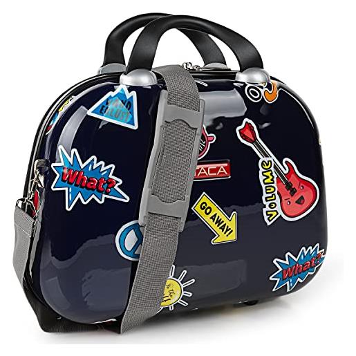 ITACA - beauty case da viaggio donna e bambini pc polycarbonate - qualità beauty case rigido con maniglia superiore e tracolla regolabile - elegante beauty case donna da viaggio marca, marino