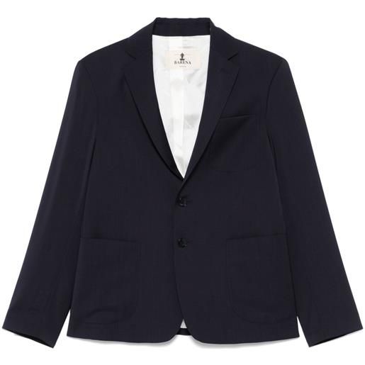 Barena blazer in lana vergine con revers a scialle - blu