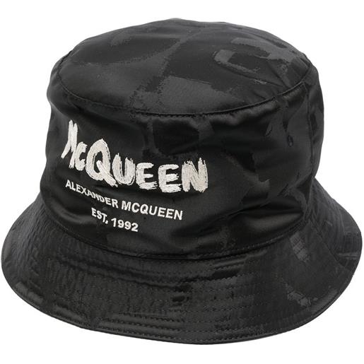 Alexander McQueen cappello bucket con stampa - nero