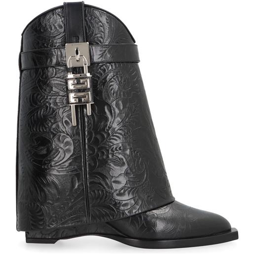 Givenchy stivali shark lock cowboy in pelle 60mm - nero