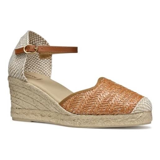 Geox d gelsa low e, sandalo con zeppa donna, mint, 40 eu