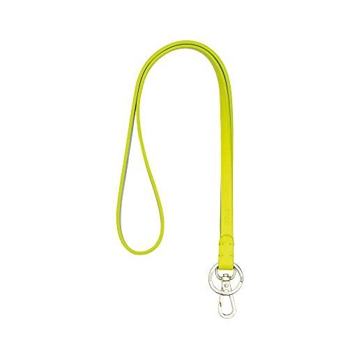 Dudu cordino laccio da collo con anello e moschettone metal in vera pelle, laccetto per chiavi, porta badge, auto, portachiavi lime