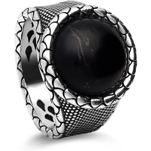ALFIERI & ST. JOHN 925 anello alfieri man in argento e onice nero