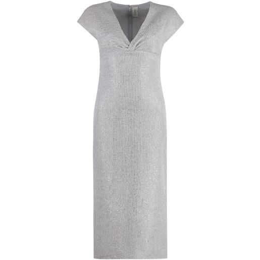 St. John abito in lurex con maniche ad aletta - argento