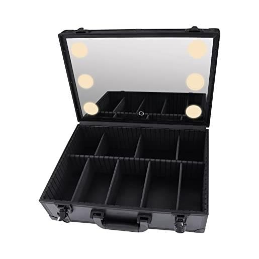 Valigetta Trucco Professionale Con Luci LED | 3 Ripiani Regolabili | Specchio E Ruote - Foto 10