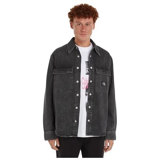 Calvin Klein jeans camicie casual uomo, denim black, s