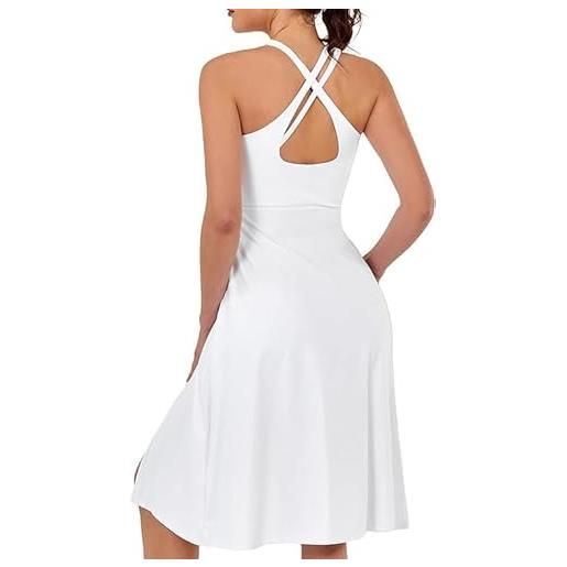 Jack Smith abito sportivo da donna con scollo a u e spacco frontale, senza maniche, blu scuro, l