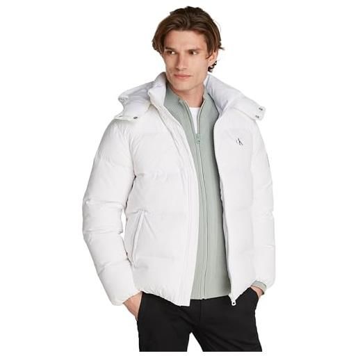 Calvin Klein uomo piumino essentials down jacket con cappuccio, bianco (bright white), xs