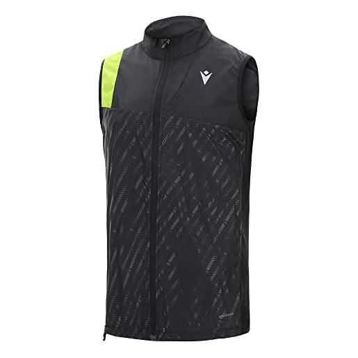 Macron run scc eliot reflex w-break gilet blk/nyel refl print man, antivento uomo, nero, xl