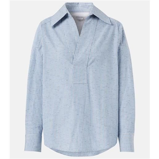 Bottega Veneta blusa in misto cotone e lino a righe