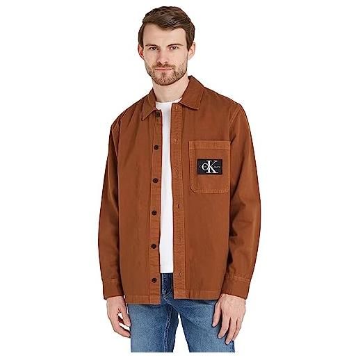 Calvin Klein jeans utility overshirt j30j323970 top in tessuto, marrone (fudge brown), m uomo