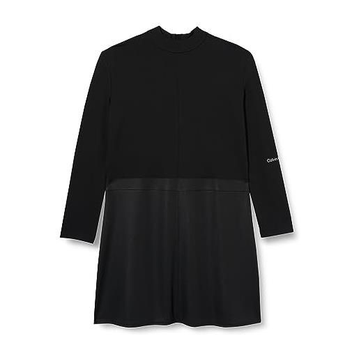 Calvin Klein jeans abito donna plus coated milano a-line maniche lunghe, nero (ck black), xl