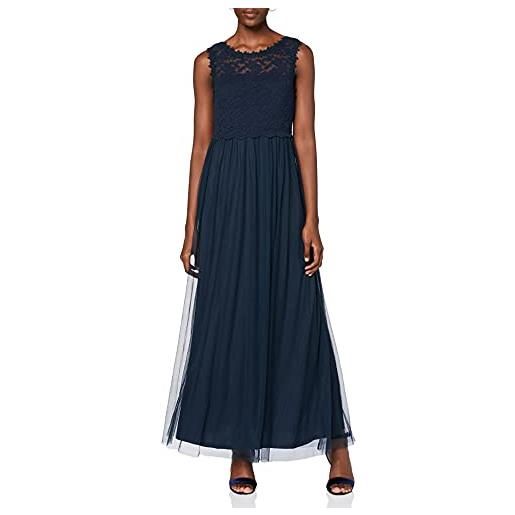 Vila clothes vilynnea maxi dress-noos vestito elegante, blu (total eclipse total eclipse), 44 (taglia produttore: 38) donna