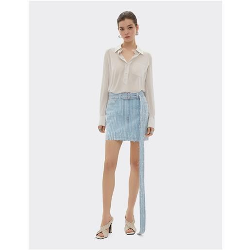 Ferrari minigonna in denim sfilacciato e sbiancato - female gonne denim chiaro 26