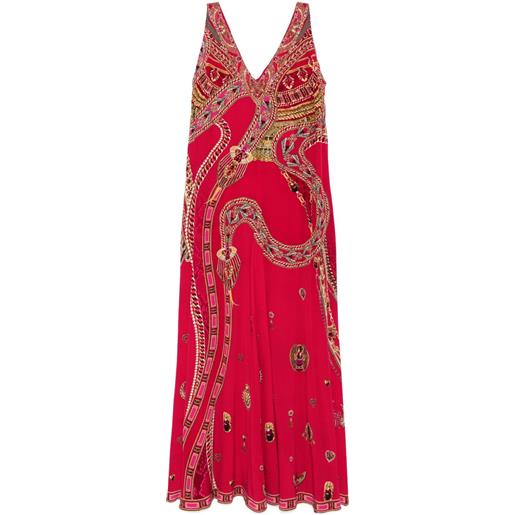 Camilla tuta intera svasata con scollo a v - rosso