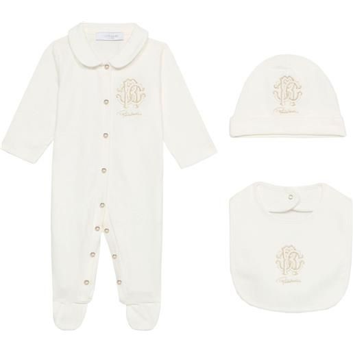 Roberto Cavalli Junior pigiama con ricamo a righe - toni neutri