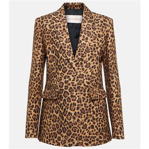Valentino blazer crãªpe couture con stampa leopardata