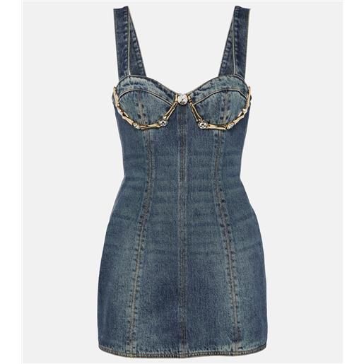 Area miniabito claw in denim con decorazione