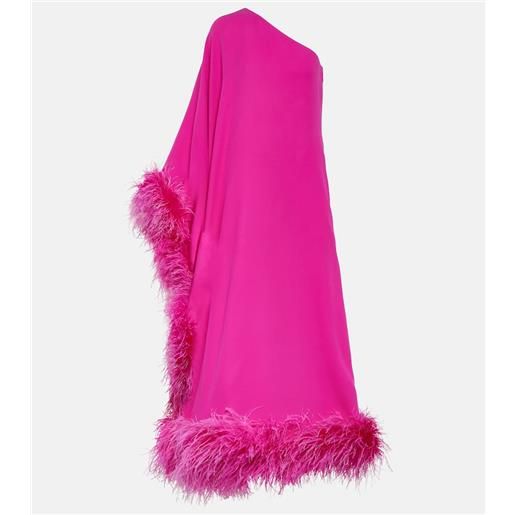 Valentino abito lungo in cady couture con piume