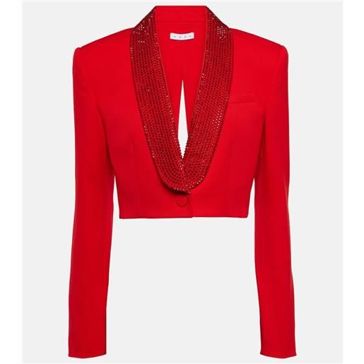 Area blazer cropped in lana con cristalli