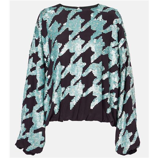 Dries Van Noten felpa in seta pied-de-poule