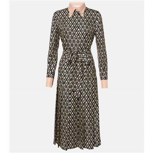 Valentino abito chemisier toute la v in twill di seta