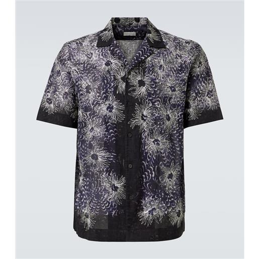Dries Van Noten camicia bowling in cotone con ricamo