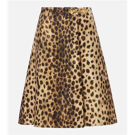 Valentino gonna midi in lana con stampa leopardata