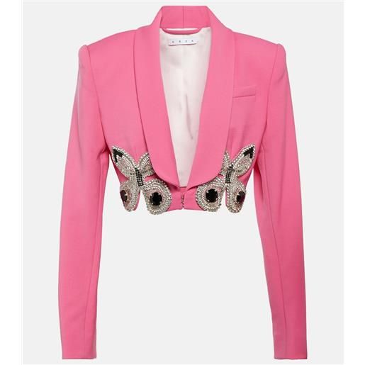 Area blazer cropped in lana con decorazione