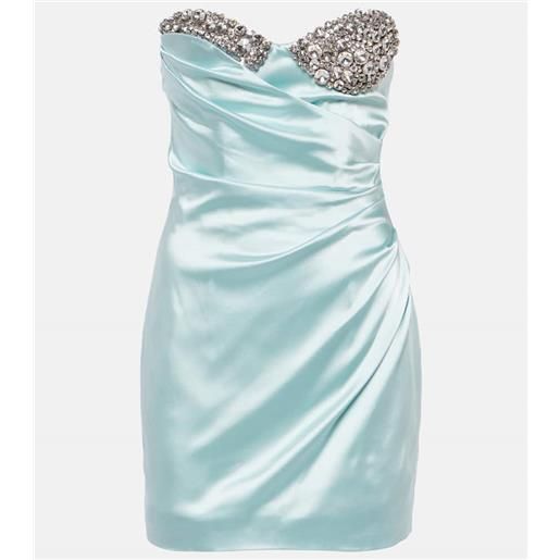 Area miniabito in raso con cristalli