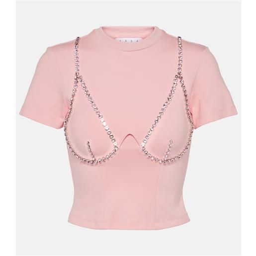 Area t-shirt in jersey con cristalli