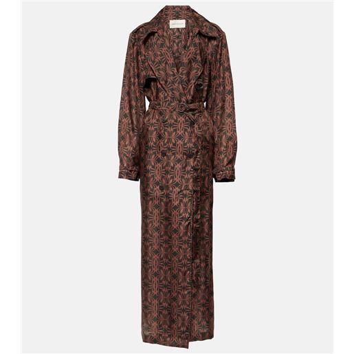 Dries Van Noten trench in raso di seta con stampa
