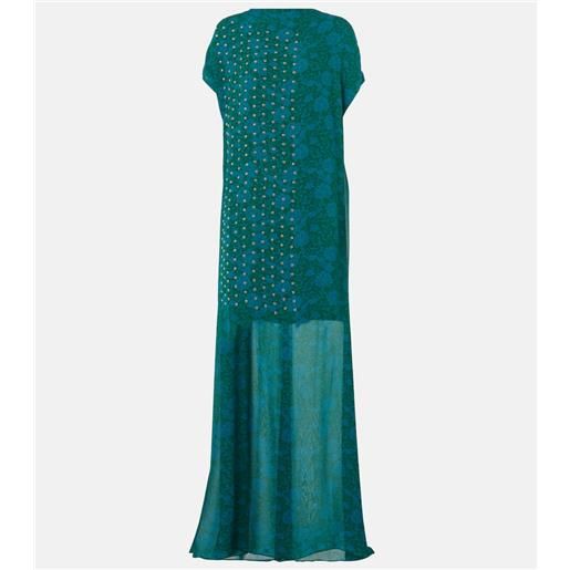 Dries Van Noten abito lungo con stampa e borchie