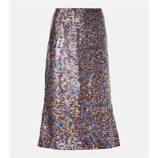 Dries Van Noten gonna midi in misto lana con paillettes