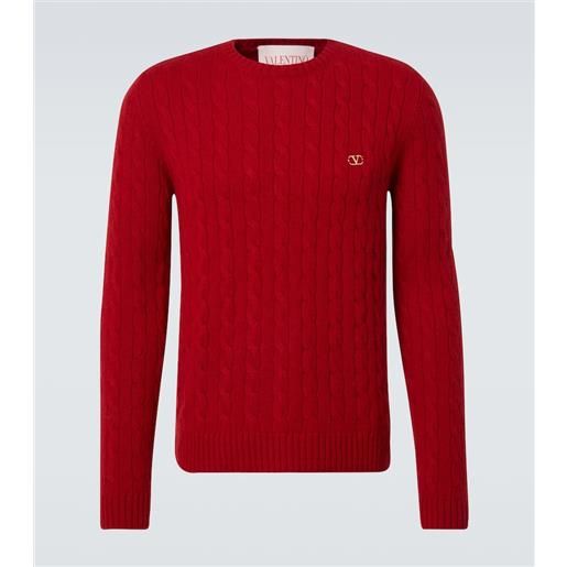 Valentino pullover vlogo in cashmere a trecce