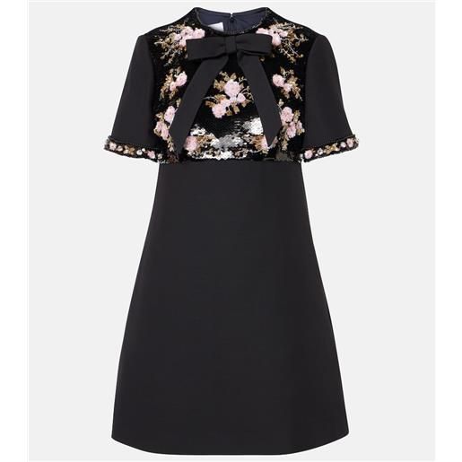 Valentino abito corto in crepe couture con ricamo