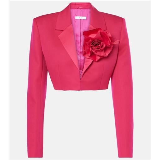 Area blazer cropped in lana con applicazione