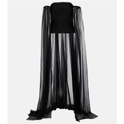 Valentino top in chiffon di seta con scollo bardot