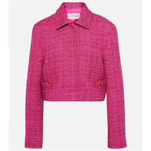 Valentino giacca cropped vgold in tweed lamã©