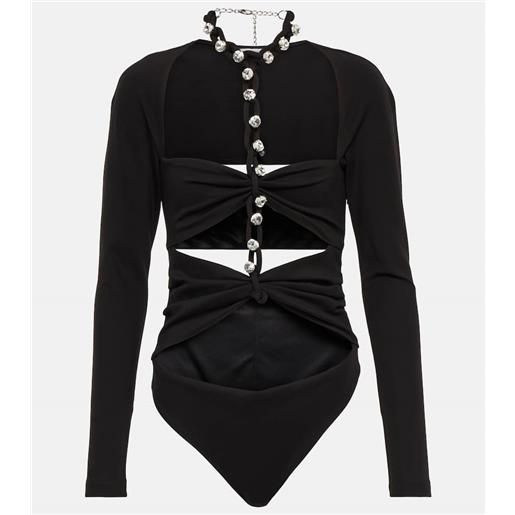 Area body in jersey con catena di cristalli