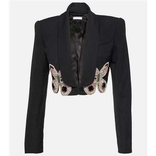 Area blazer cropped in lana con cristalli