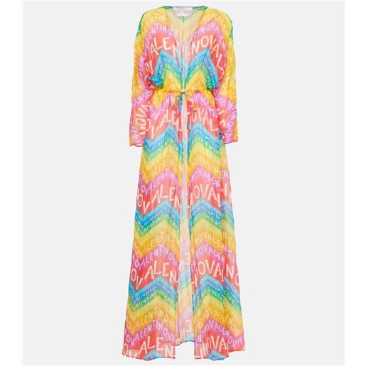 Valentino copricostume in cotone e seta con logo