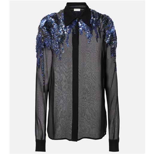 Dries Van Noten blusa in chiffon con paillettes
