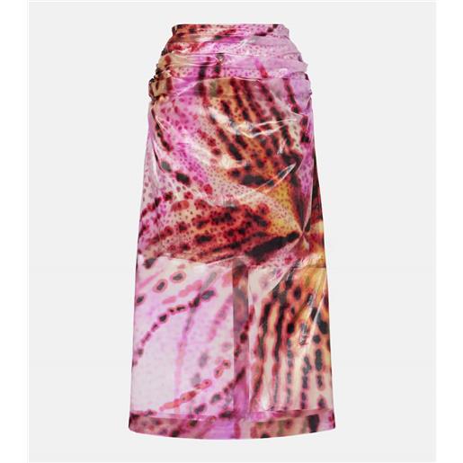 Dries Van Noten gonna midi sami con stampa