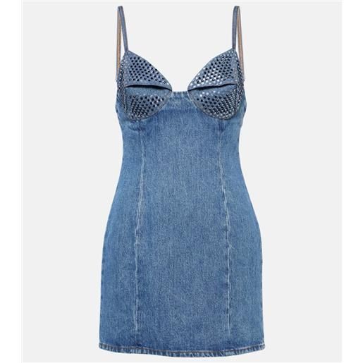 Area miniabito di jeans con cristalli