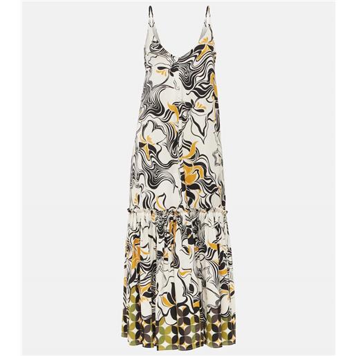 Dries Van Noten abito lungo in raso con stampa