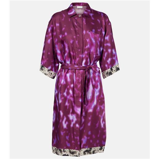 Dries Van Noten abito chemisier in seta con stampa
