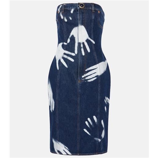 Area abito midi di jeans con stampa