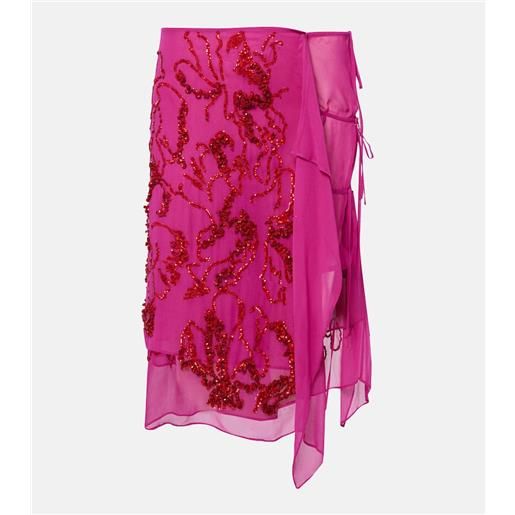 Dries Van Noten gonna midi in chiffon con paillettes