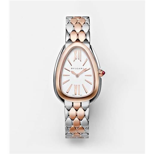 Bvlgari orologio serpenti seduttori 33 mm in oro 18kt e acciaio inossidabile con rubellite